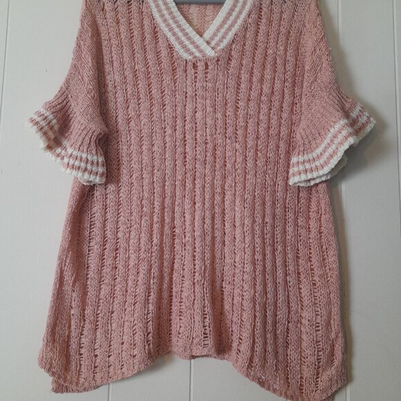 Nylon Apparel Size M/L Short Sleeve Stretch Sheer Crochet Cover Up Relaxed Fit - Picture 3 of 8